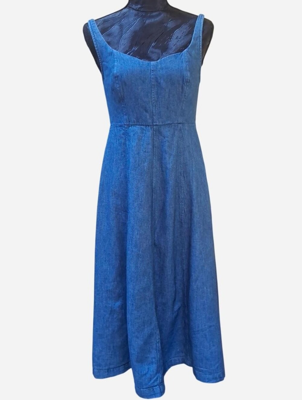 Old Navy Smocked Back Denim Fit & Flare Midi Dress - Size S